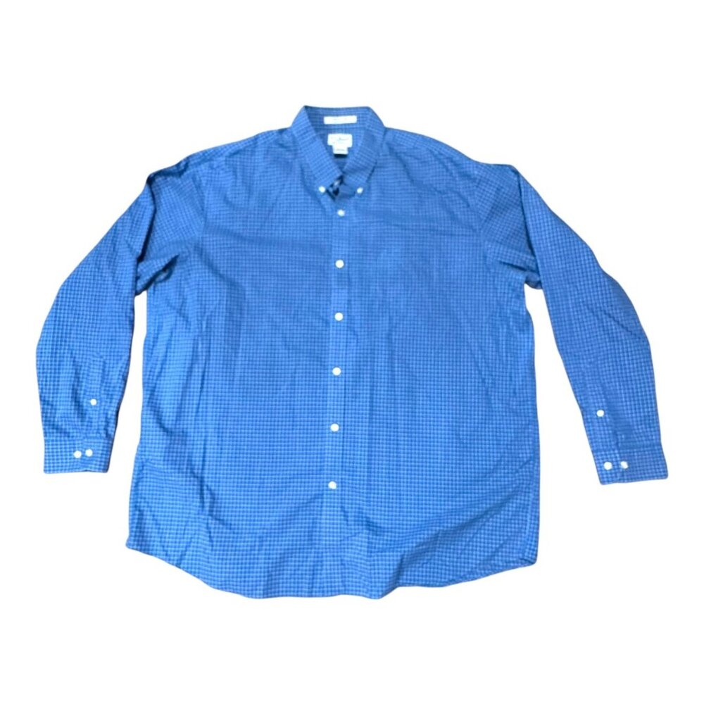 L.L.Bean Mens XXL Traditional Fit Blue Plaid Shirt 100% Cotton Long Sleeve